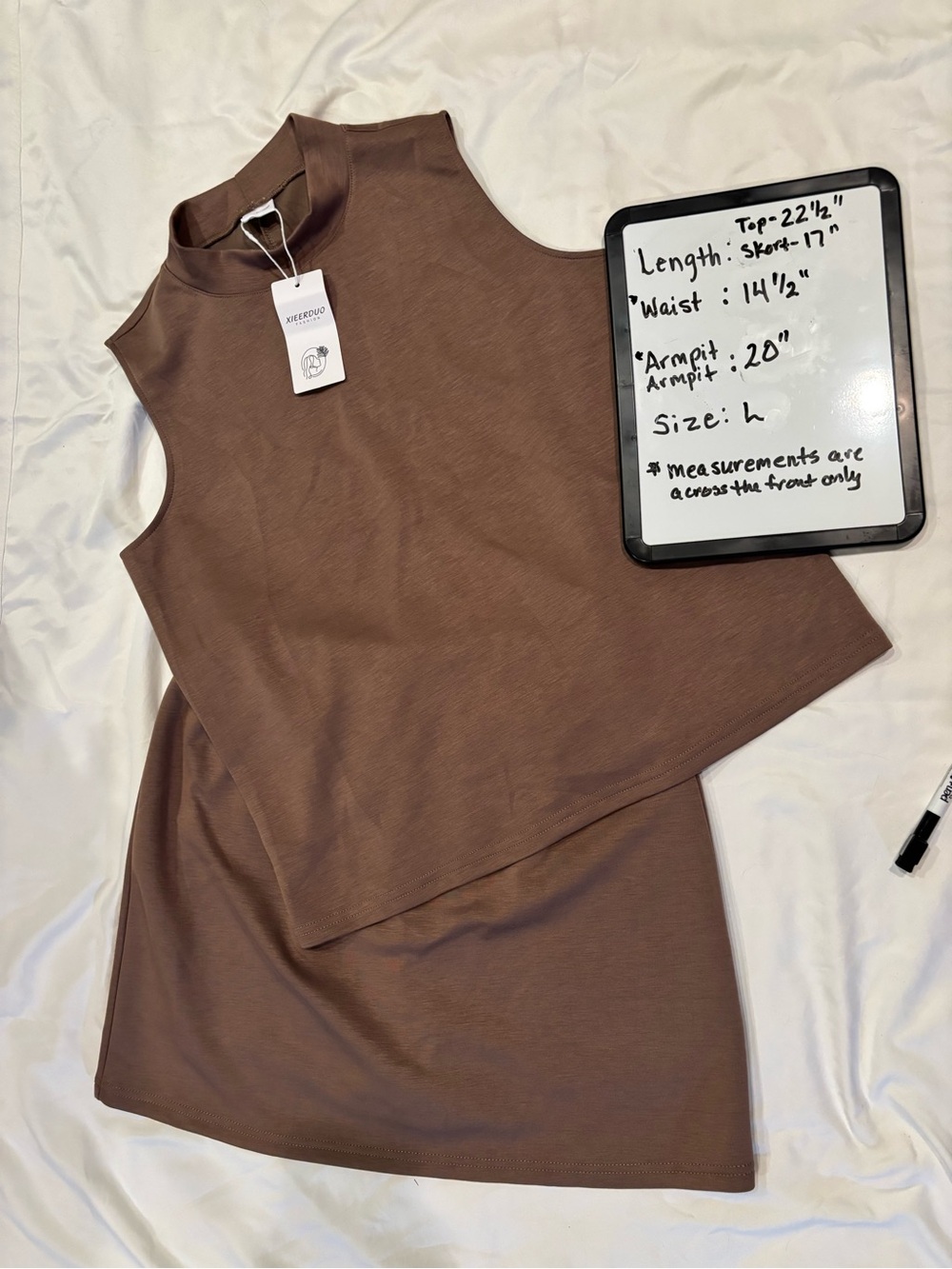 Sleeveless Mock Neck Top and Skort Set - Brown NWT